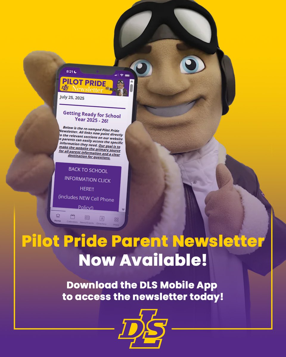 ATTENTION PARENTS: The Pilot Pride Parent Newsletter for July 25 is now available!  Please use the DLS mobile App or check your email for access! #PilotPride #LasallianEducation #Back2School

DOWNLOAD THE APP TODAY: delasallehs.com/discover-de-la…
