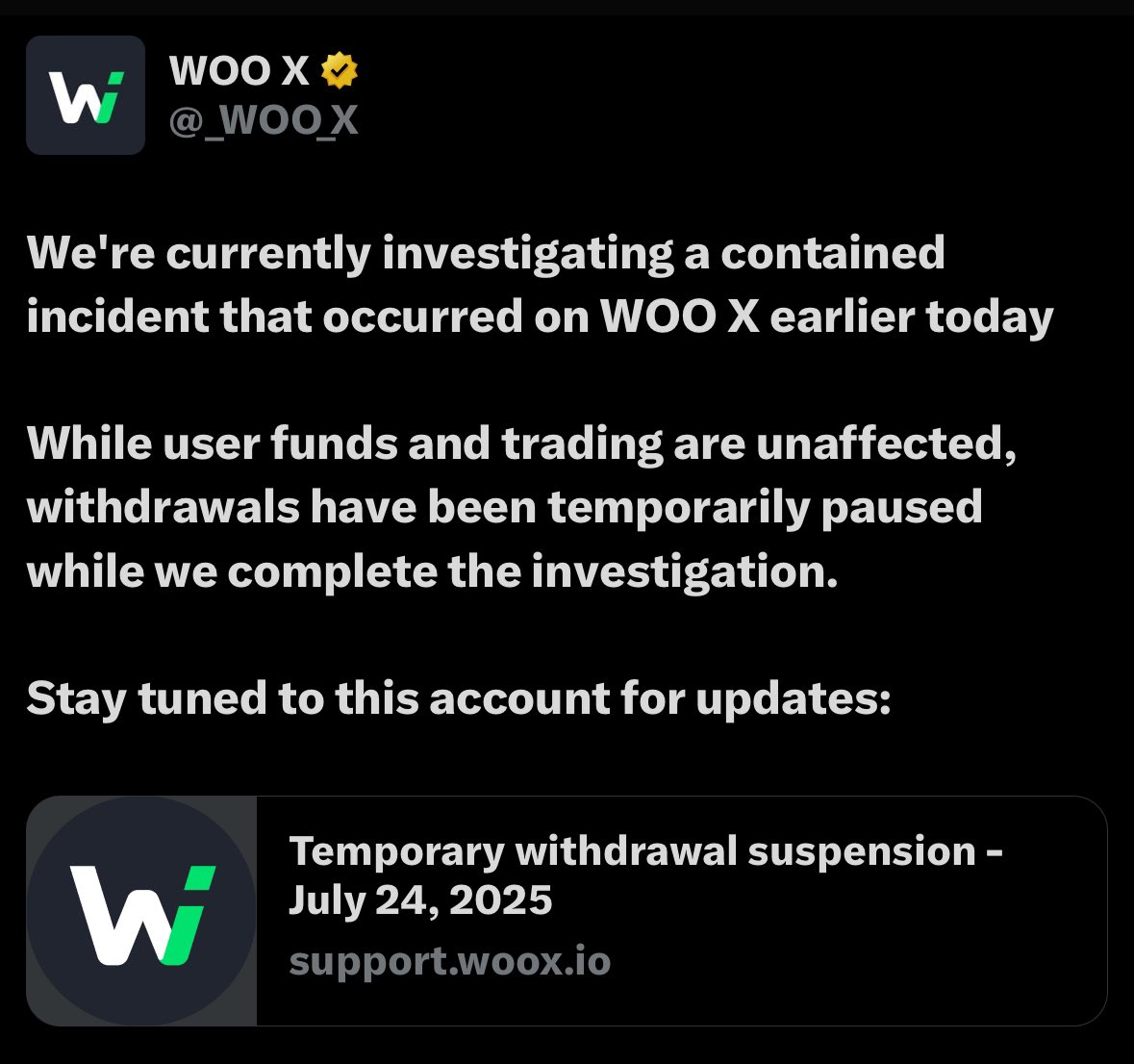 Crypto_Crib_'s tweet image. WOO X Exchange Experiences $14 Million Security Breach Affecting 9 Accounts. 👀