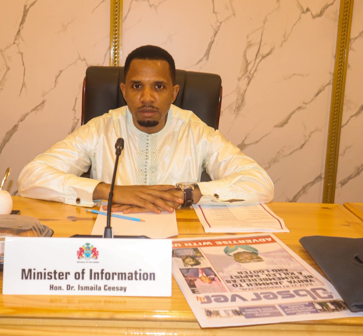 🇬🇲 A Cabinet meeting is underway at State House, Banjul, chaired by H.E. President Adama Barrow. VP Mohammed B.S. Jallow and Ministers are deliberating on national priorities and strategies to accelerate development.

#CabinetMeeting #TheGambia