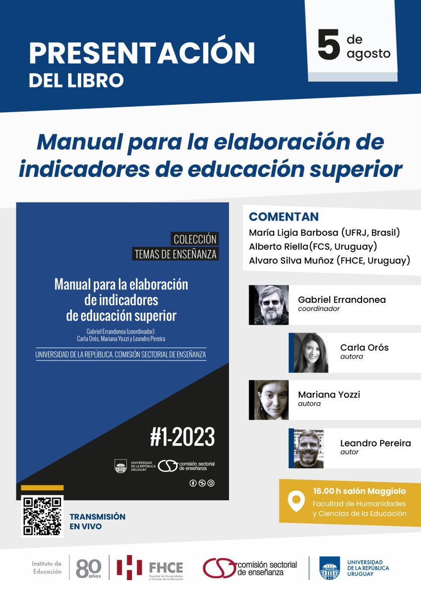 PRESENTACIÓN DEL LIBRO

"Manual para la elaboración de indicadores de educación superior"

🗓️5/8/2025
🕓 16.00h
📍 <a href="/FHCE_Udelar/">FHCE_Udelar</a>