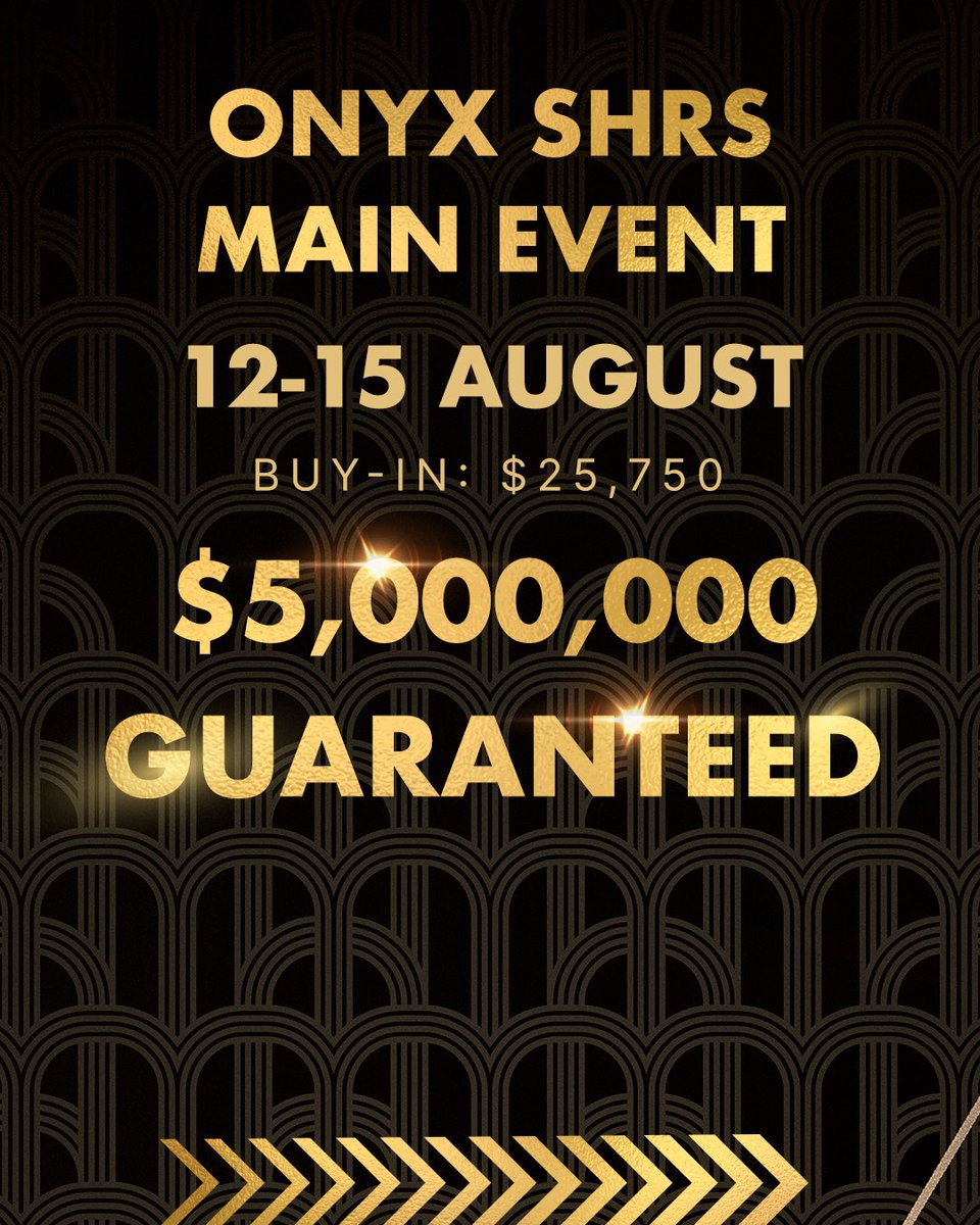 OnyxClub_'s tweet image. High Stakes, Higher Guarantees💰
This August, Onyx Club opens its doors to the high stakes community for Super High Roller Series. Bringing some of the most anticipated guaranteed events of the summer to Cyprus, including legendary GGMillion$, Onyx SHRS Main Event and the SHRS…