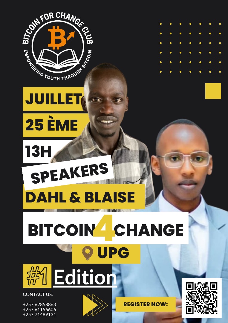 BitcoinC3737's tweet photo. Hello Fellow Bitcoiners, tomorrow friday 24th of july at UPG, we'll have a gathering where we'll talk about bitcoin and it's impact on the world. Welcome Fellas🔥🔥 https://t.co/uDbB7CROSB