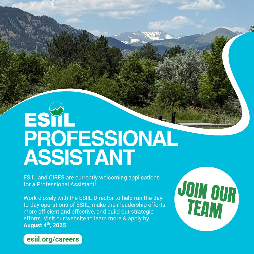 CU_ESIIL's tweet image. Join the ESIIL team as a Professional Assistant! Visit our website to learn more &amp;amp; apply by August 4th! esiil.org/careers
jobs.colorado.edu/jobs/JobDetail…