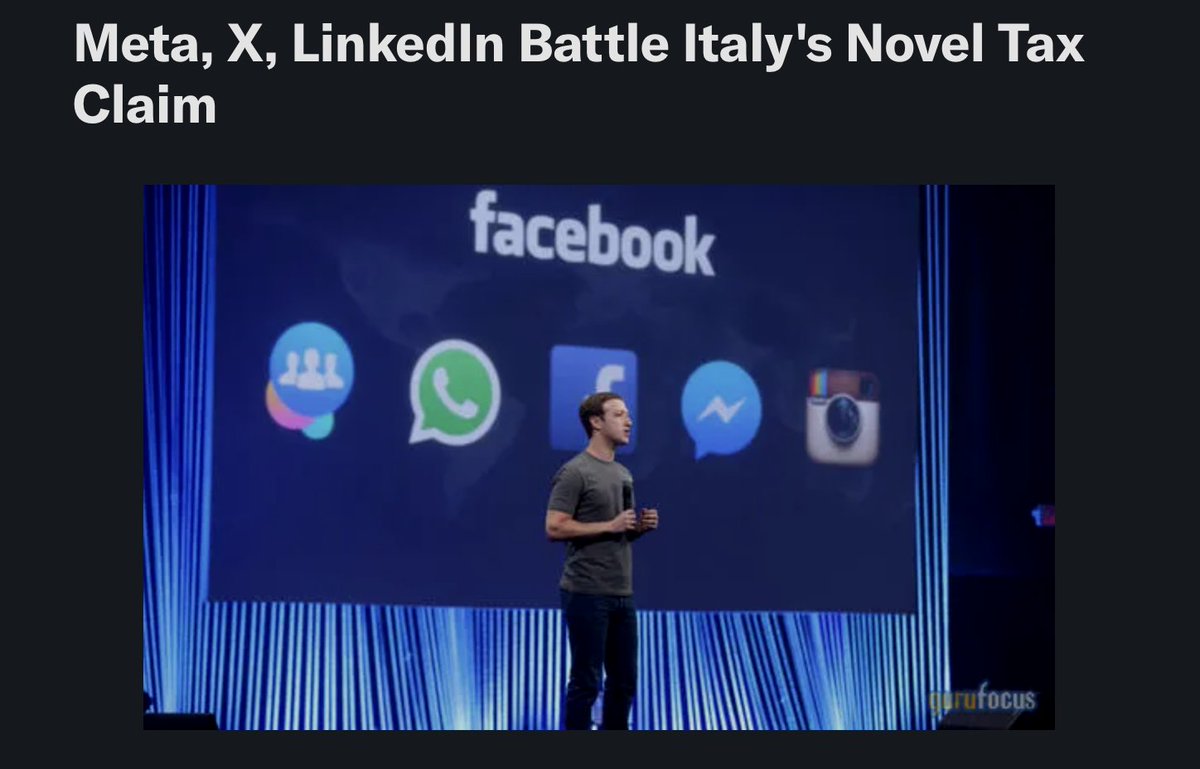 EUUSForum's tweet image. Italy is trying to tax your personal data.
They claim using a “free” site like Meta, LinkedIn, or X is a taxable transaction because you’re giving up data in return.
sg.finance.yahoo.com/news/meta-x-li…