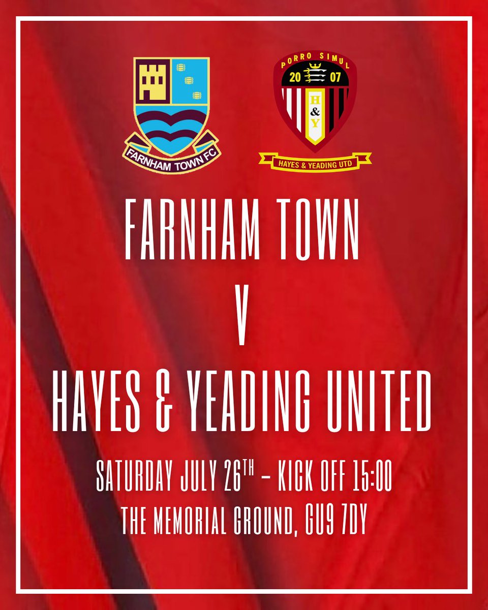 hyufc_official_'s tweet image. Back in action Saturday ⚽️
We head to @FarnhamTownFC for our latest pre-season fixture.
🗓️Saturday July 26th
⌚️15:00
📍The Memorial Ground - GU9 7DY
🎟️ Adults £5, Conc. £3, U16s Free