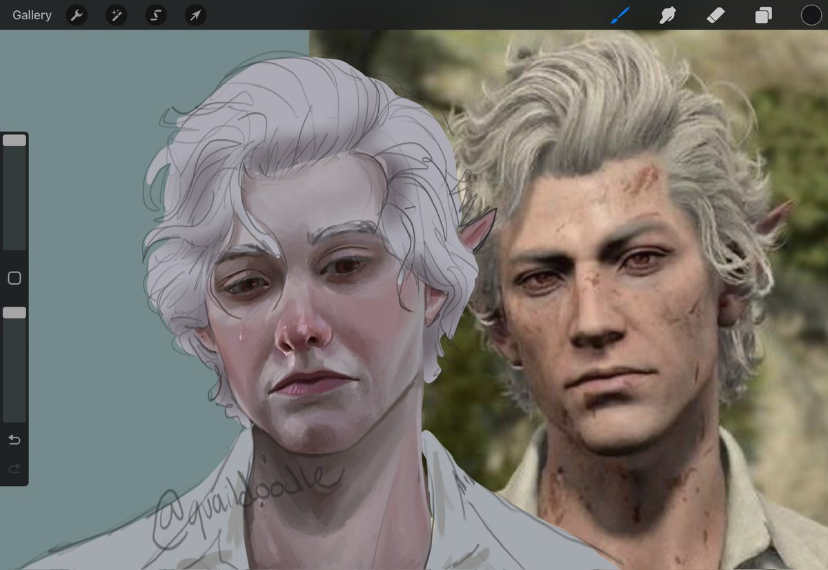 quaildoodle's tweet image. finished the pale elf quest so no i’m drawing sad astarion ( i did not ascend him btw) #bg3