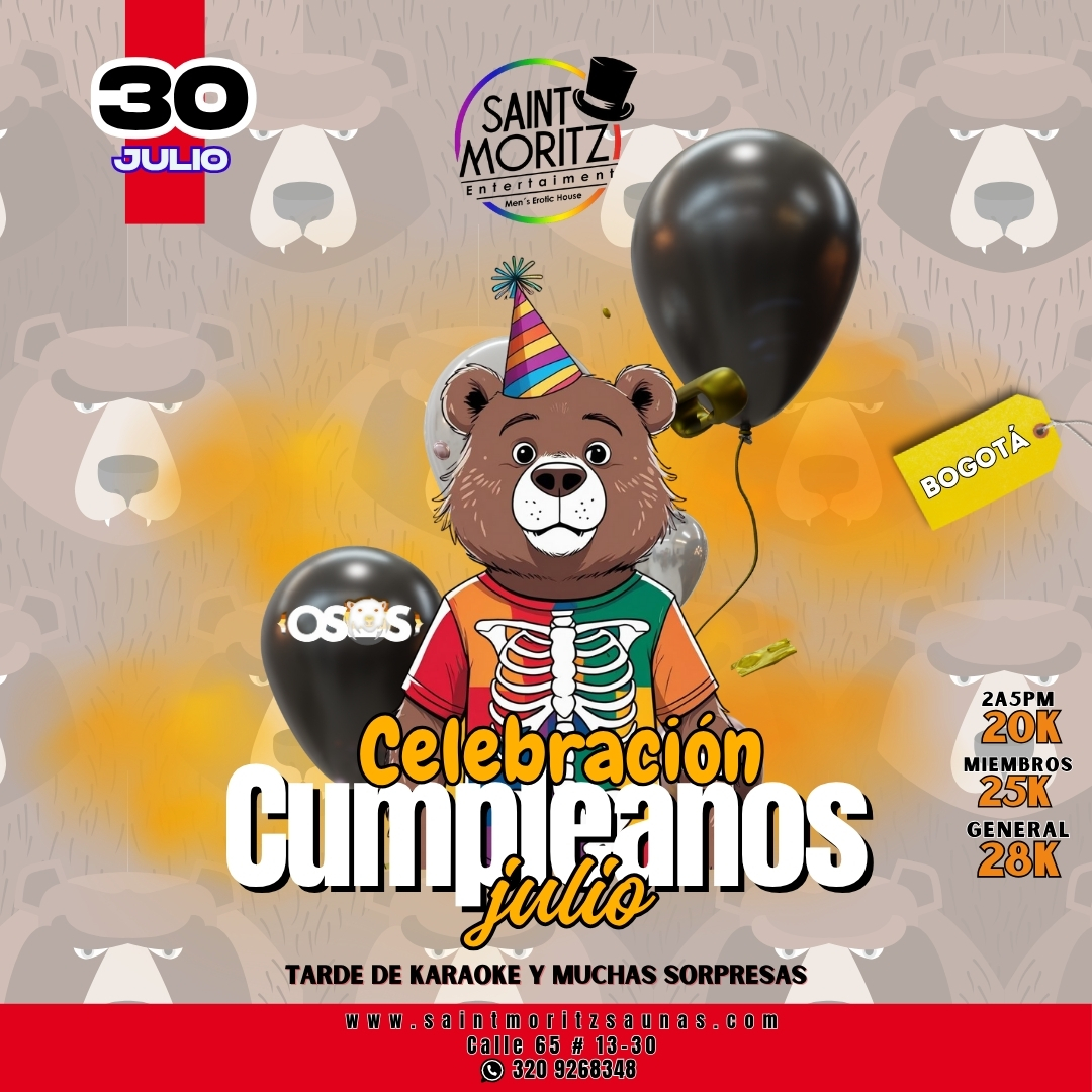 🎂Celebración CUMPLEAÑOS Julio 🎂

❌Tarde de Karaoke y muchas sorpresas

📆Miércoles 30 de Julio  

💰De 2pm a 5pm 20K 
💰Miembros 25K
💰General 28K  

RESERVA YA ⏭️ 320 9268348