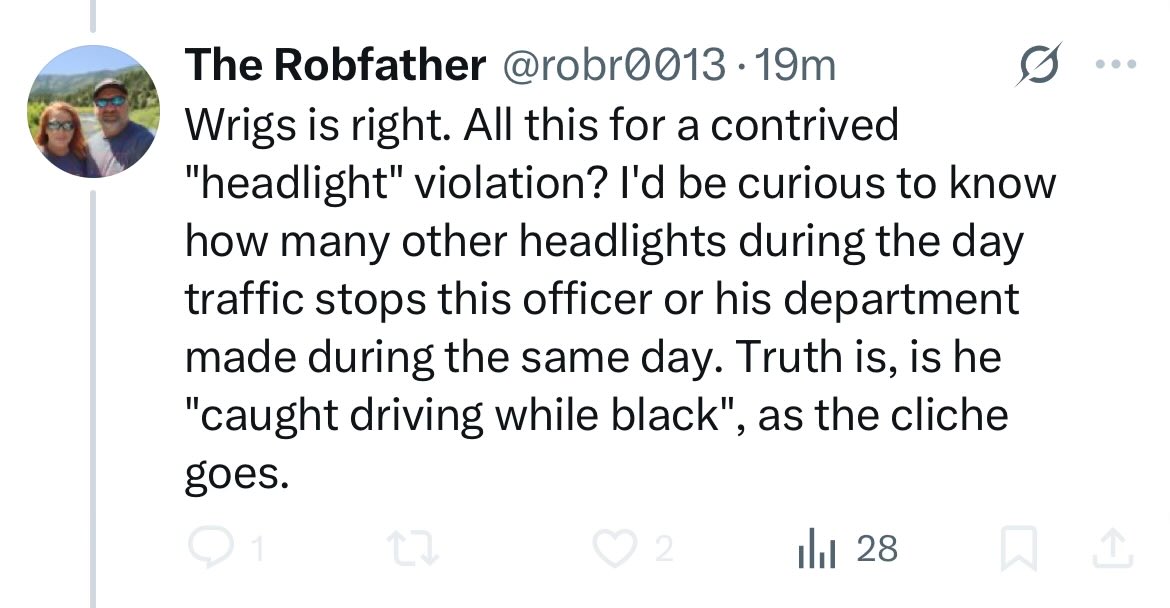 OremUte's tweet image. Too bad “caught driving while black” holds up like 90% of the time…