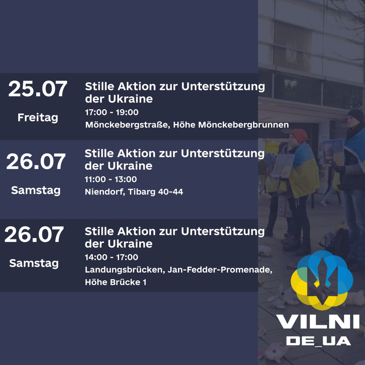 Vilni_De_Ua's tweet image. #Hamburg
📢📢📢
Mönckebergstraße, Niendorf, Landungsbrücken – an diesem Wochenende findet ihr uns dort.
Schließt euch unseren Aktionen zur Unterstützung der 🇺🇦 an 👇