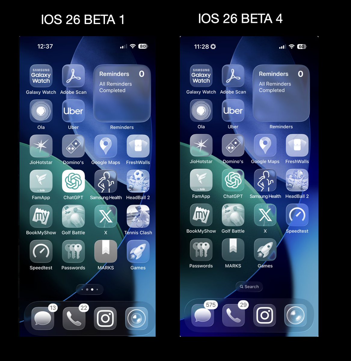 RandomP73660158's tweet photo. Changes in "clear" app icons in iOS 26 developer beta 1 vs. beta 4
#apple #ios #ios26beta4 #iOS26Features
#ios26publicbeta #transparenticons #clearicons https://t.co/OOrNLZ3Yrr