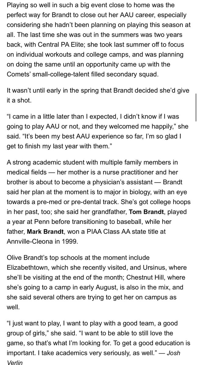 Great write up from <a href="/hooplove215/">CityofBasketballLove</a> on <a href="/Olivebrandt_2/">Olive Brandt</a> <a href="/CometsBallers/">Comets Basketball</a> 2026 <a href="/UARiseGirls/">UA Rise Girls I Basketball</a> 

cityofbasketballlove.com/news_article/s…
