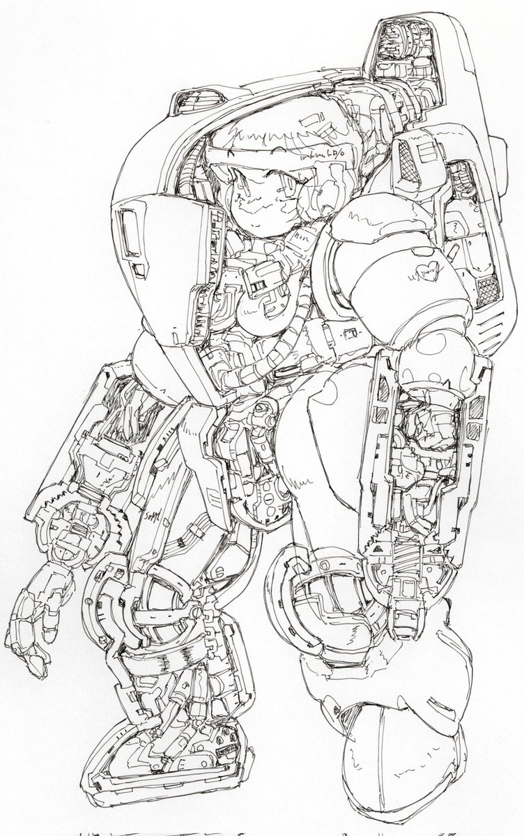 Qwm04LNAymk2a7E's tweet image. #バトルスーツからしか得られない栄養があるので見た人も貼る 
小林誠先生の作例を参考に描きました。