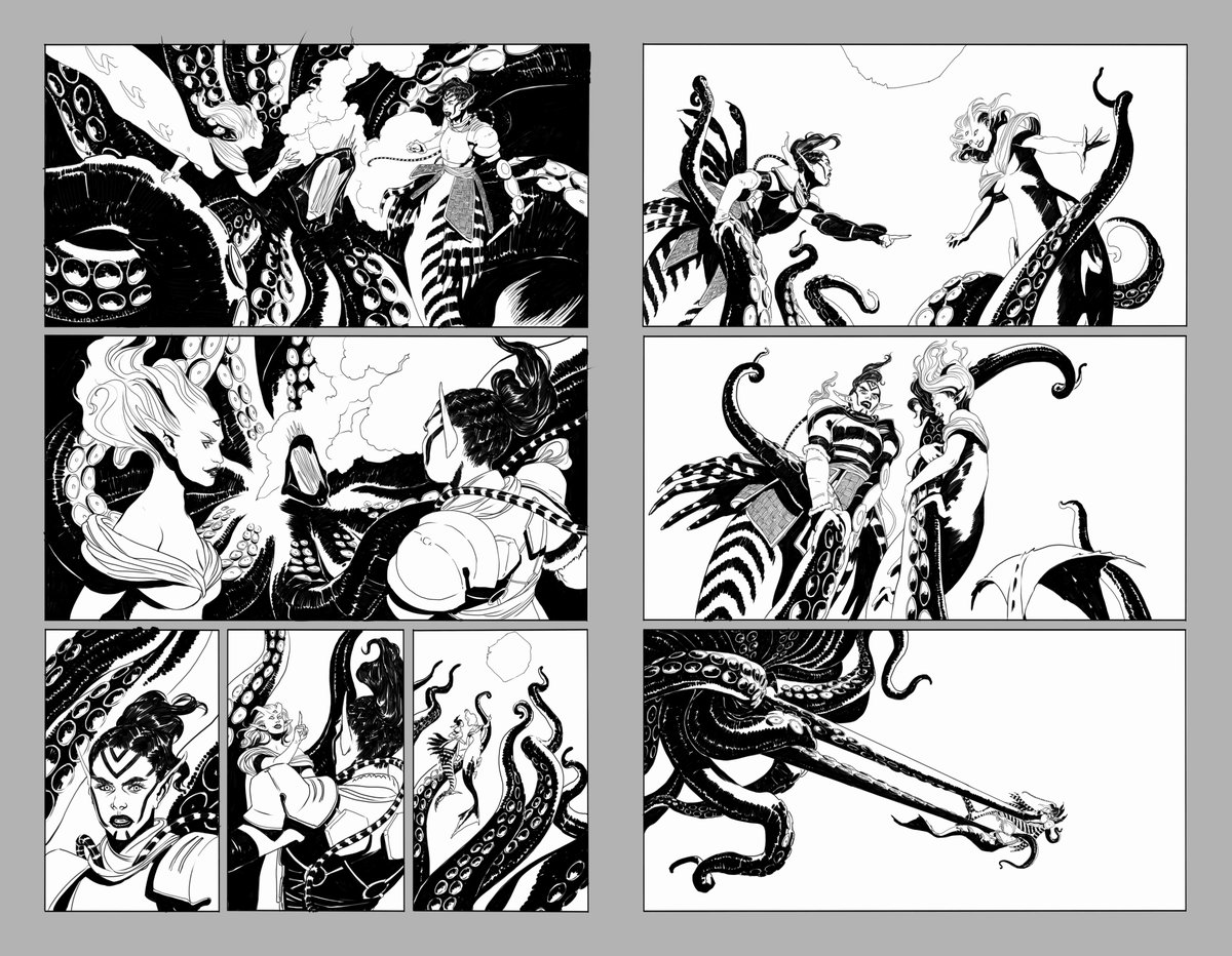 The story process never stops.  Inks from <a href="/MelissaSpandri/">Melissa Spandri</a>  for Battle Quest Comics' new mermaid warrior adventure.   🧜‍♀️🧜‍♀️🧜‍♀️