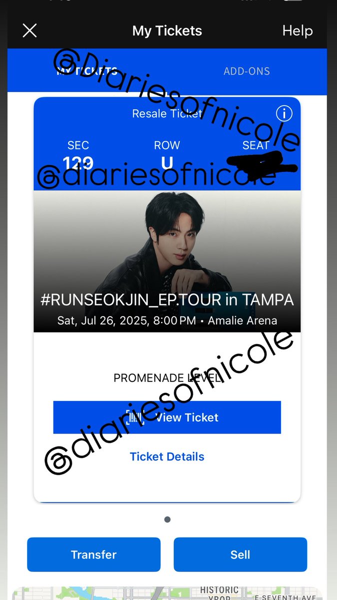 Hi pals! It pains me to let these go 😭 but I’m selling my Jin tickets for his Tampa show on July 26th. I can’t make the drive anymore ☹️ they are lower seats &amp; the face value is $260 but i’m selling them for cheaper! I just need them gone. can ft #RUNSEOKJIN_epTOUR_US