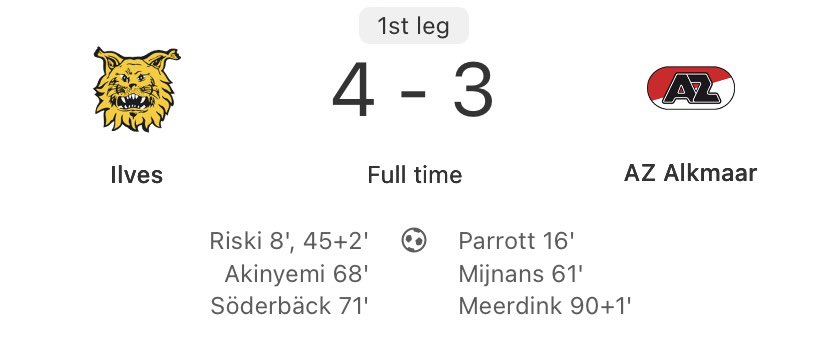 TheEuroFE's tweet image. 🚨🇫🇮 Last season, Ilves knocked out Austria Vienna in the Conference League!
This season, they’ve just BEATEN AZ Alkmaar in the Conference League!