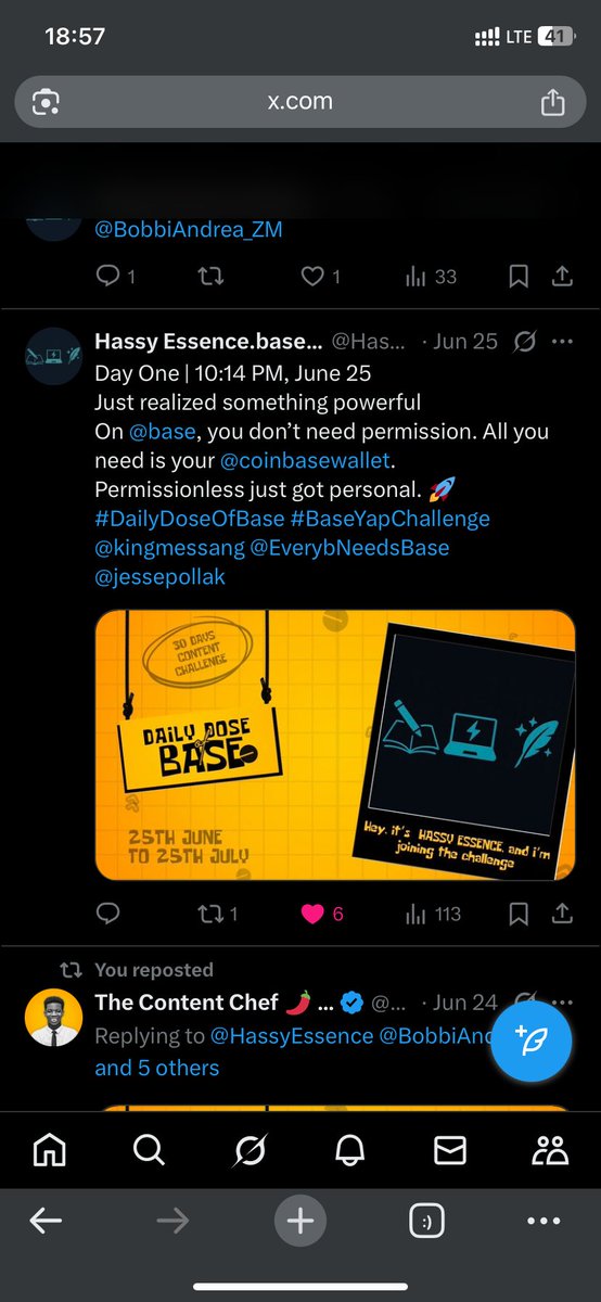 HassyEssence's tweet photo. 30 days of #dailydoseofbase ✅ Not the end, just the start.
So grateful for the incredible people I’ve met - let’s do greater things together.
@base and @EverybNeedsBase feels like home 🔵 @BobbiAndrea_ZM @kingmessang_ @jessepollak @kokocodes https://t.co/CUZMwBYzBG
