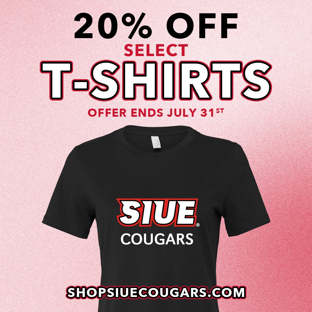 Near or far, you can shop online! This month's deal is 20% off select t-shirts. Stock up before back to school. 🎉 shopsiuecougars.com