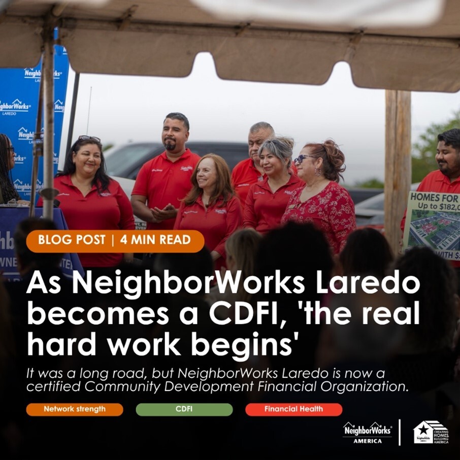 neighborworks's tweet photo. It was a long road, but @neighborWorksLaredo is now a certified Community Development Financial Institution or CDFI. 
 
Read more on the blog: https://t.co/fiRI4aoqia

#NeighborWorksAmerica #NWNetwork #CDFI #Lending https://t.co/8S1Rzhnari