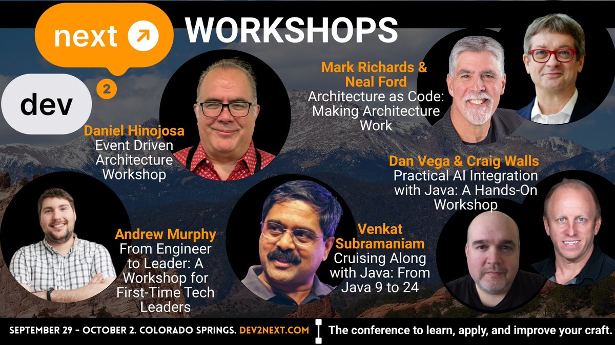 dev2next's tweet image. Gain hands-on skills and training with leading industry experts with one of our full-day workshops at dev2next! Deep-dive into Java, AI, Architecture or Leadership- which one will you choose? 👀
dev2next.com/program
🎟️ dev2next.com
📅 September 29- October 2