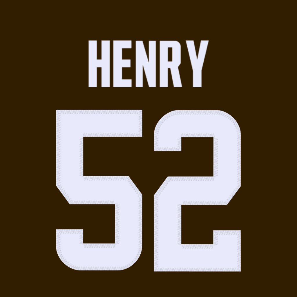 nfl_jersey_num's tweet image. Cleveland Browns EDGE KJ Henry (@thekjhenry) is wearing number 52. Last assigned to Elerson G. Smith. #DawgPound
