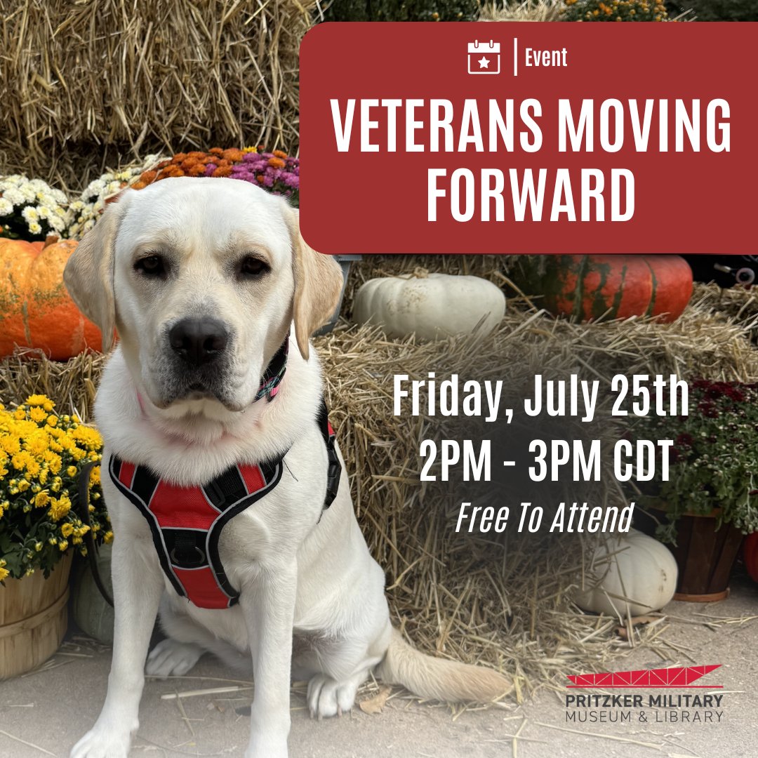 Starts tomorrow,  free July 25th event. Register today! bit.ly/3GGFu5R 
#servicedogs, #veteranswithservicedogs, #wisconsinveterans, #History,#PMMLHistory,#PMMLPrograms,#PMMLExhibits