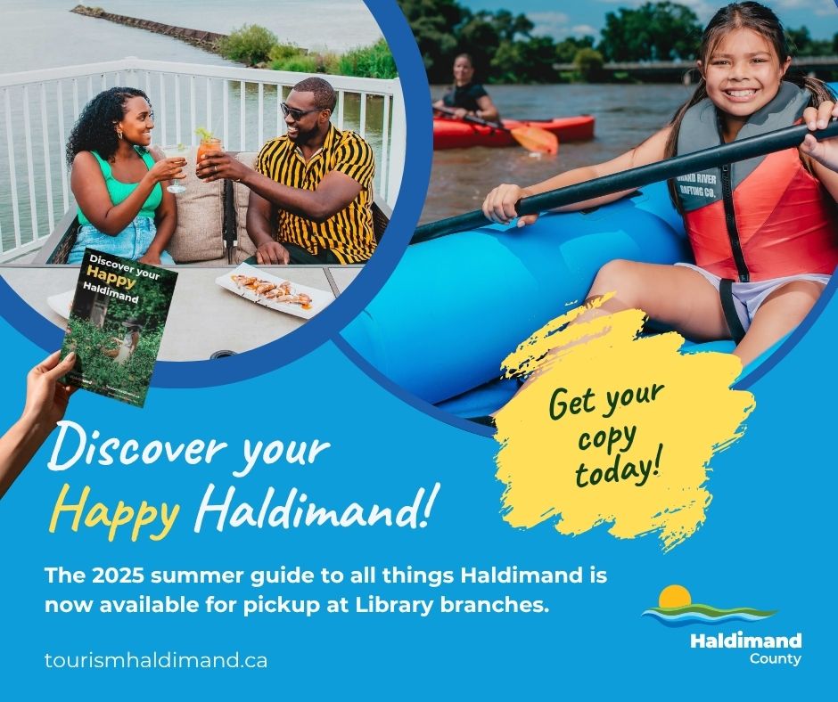 🌞 The 2025 Discover Your Happy Haldimand guide is here! Packed with local gems, scenic spots, and delicious eats, it’s your passport to summer adventure. Pick up a copy at any Haldimand Library branch today. Learn more: ow.ly/K2Af50WuNqe

#HappyHaldimand #ExploreLocal