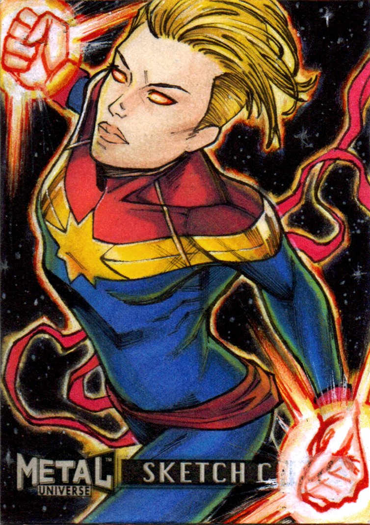 DavidriverArt's tweet photo. Sketch Card: Captain Marvel 

Metal Universe Avengers - Upper Deck/Marvel
@UpperDeckEnt https://t.co/hB20dX4Tos