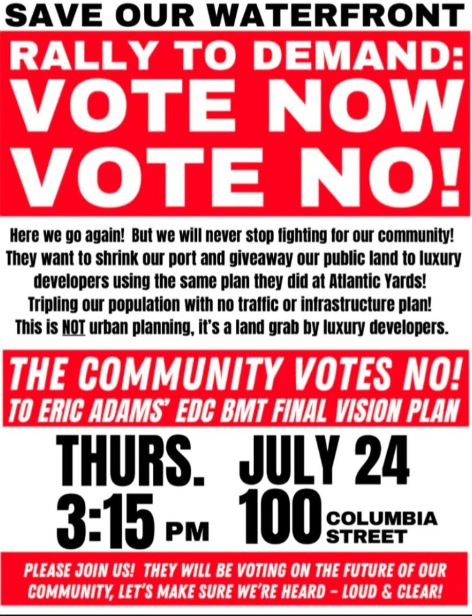 banastasiao's tweet image. Today:
Rally to #SaveOurWaterfont
The BMT taskforce should Vote Now and Vote No!