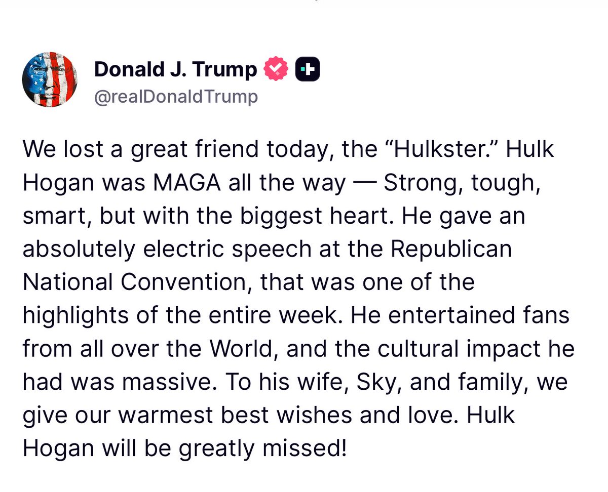 Trump Tribute to Hulk Hogan.