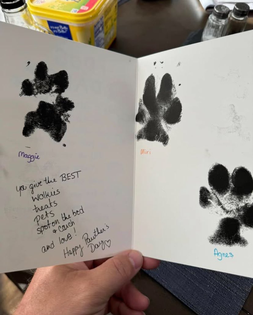 Taylor_thegr7's tweet image. Got this awesome card from the girls! Stella promised to sign it when she gets out of the hospital! 

Stella started eating so I hope she can come home soon. I was told she is the “sweetest and bestest” at the hospital.🐕🐕