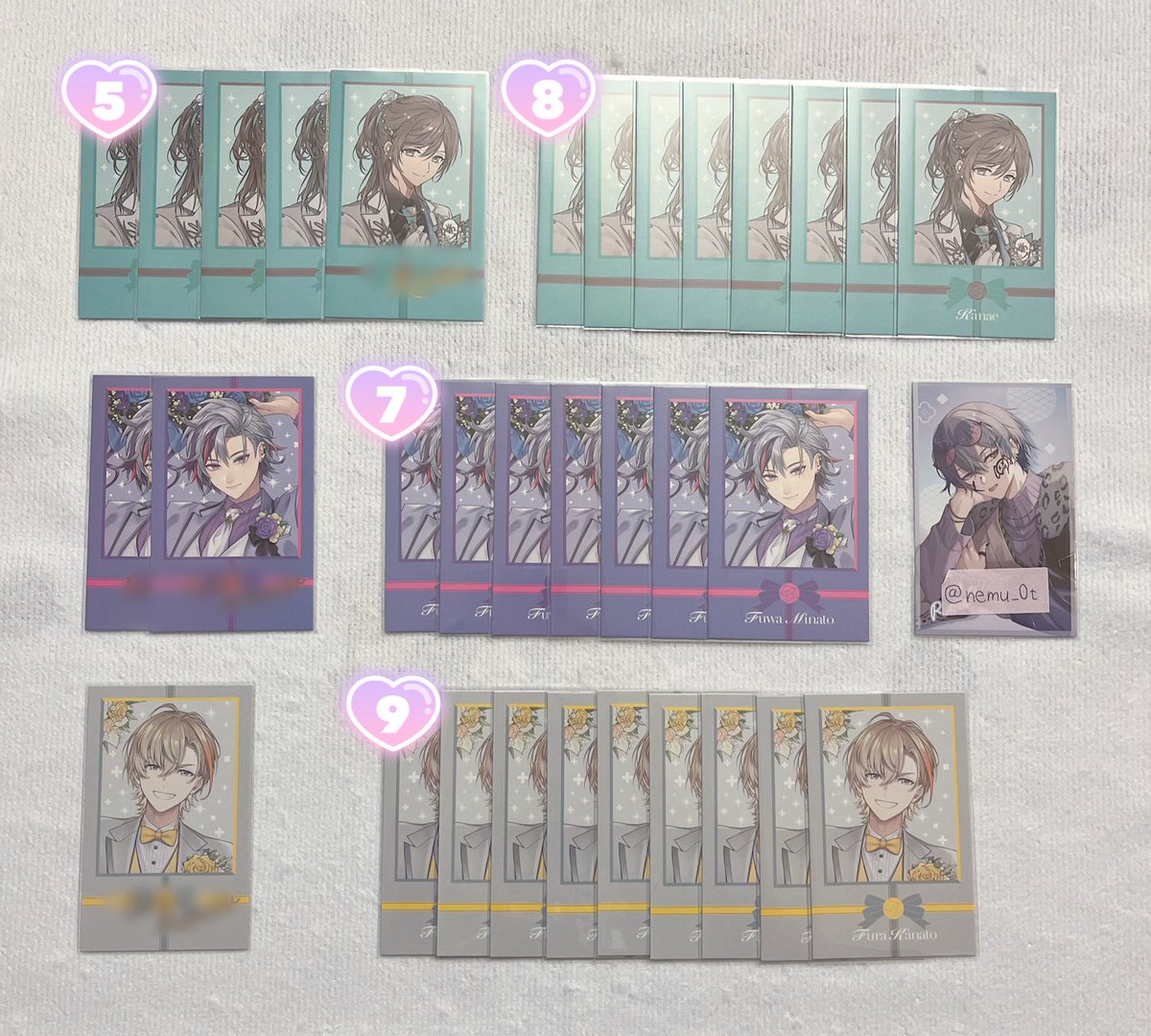 nemu_0t's tweet photo. 【交換】
にじさんじ ジューンブライド ジュンブラPrism Heart June Bride フォト風カード Aグループ ジューンブライド2024

譲┊︎画像1〜4
求┊︎同種IDの方>リトリン記載https://t.co/Xk7mBMvFSW

♡=所持数
検索からでもお気軽にお声掛けください。 https://t.co/jMsJmehSok