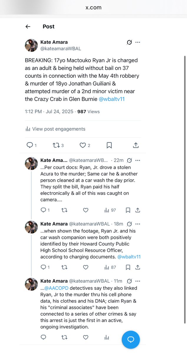 🚨update: per court documents obtained by 11news: alleged suspect also referred to as "Mactouko Junior Ryan;" is in law enforcement databases; was arrested 2023. We can't crosscheck bc records are sealed so will call him simply "Mactouko Ryan." <a href="/wbaltv11/">WBAL-TV 11 Baltimore</a>