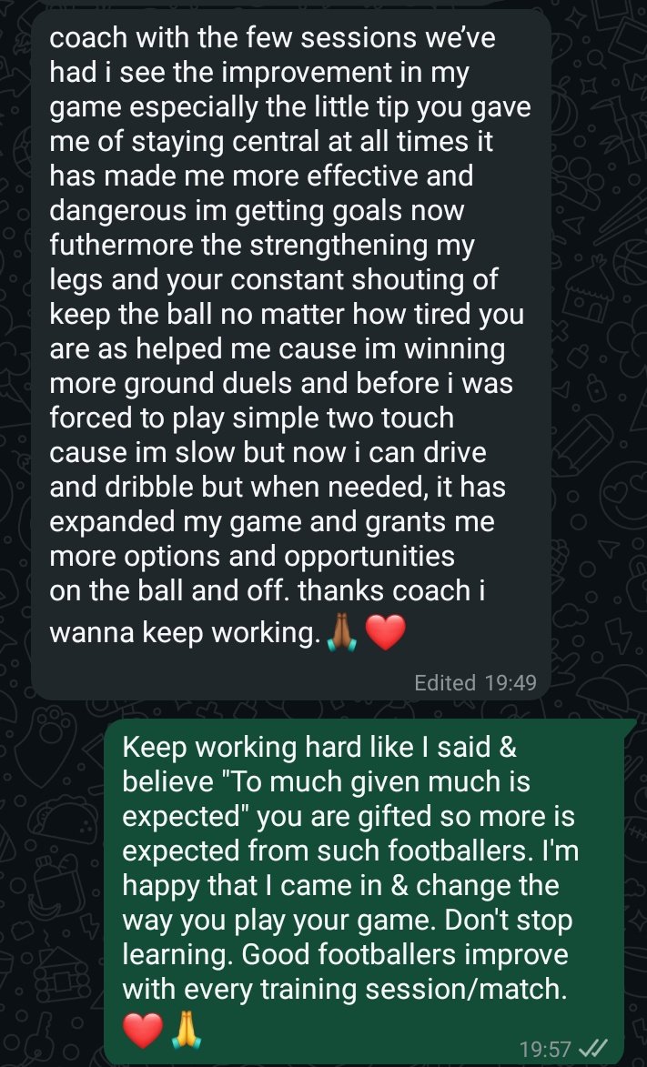 It is so fulfilling when you get positive feedbacks from the players. 

One on one Coaching sessions 🤝💯🙏