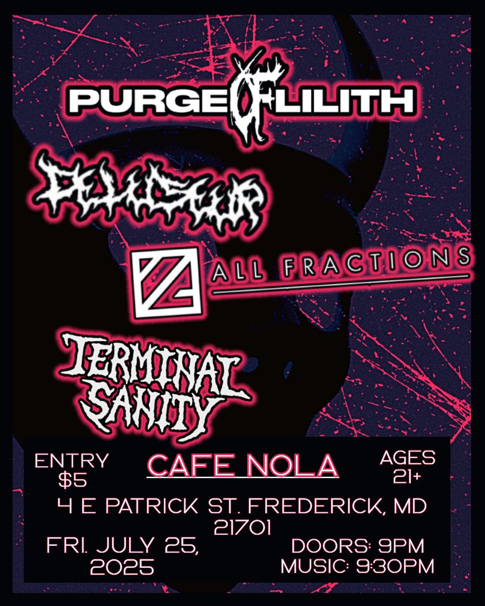 PurgeofLilith's tweet photo. We had an amazing time in Richmond, VA yesterday. Tomorrow we go up North to Frederick, MD!! SEE YOU ALL TOMORROW AT CAFE NOLA!!! #music #show #concert #live #livemusic #metal #punk #rock #goth #gothic #alternative #deathmetal #guitar #maryland #bar #cafe #purgeoflilith https://t.co/hygSXo2lFV