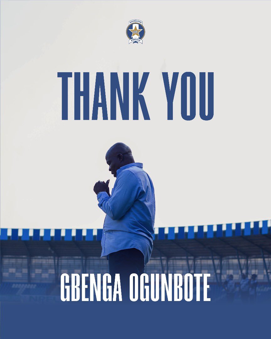 ShootingSc's tweet image. THANK YOU, ORACLE 🫡
We say goodbye to Coach Gbenga Ogunbote as he steps down as Technical Adviser of Shooting Stars SC.
Thank you for the moments, the passion, and the memories. Wishing you all the best in your next chapter.
#UpShooting | #3SC