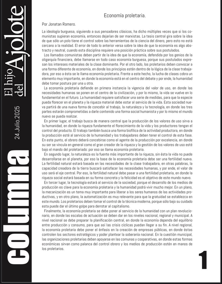 Libres Justos y Dignos #TeamNoroña (@ljydmx) on Twitter photo Les compartimos la columna de hoy 24 de julio de 2025 de nuestro Coordinador Editorial <a href="/1jonatan2/">Jonatan Romero</a>
"Economía proletaria".
Liga de descarga
👇🏼
bit.ly/3UvmTNo
Gracias por leer y compartir. Les compartimos la columna de hoy 24 de julio de 2025 de nuestro Coordinador Editorial <a href="/1jonatan2/">Jonatan Romero</a>
"Economía proletaria".
Liga de descarga
👇🏼
bit.ly/3UvmTNo
Gracias por leer y compartir.