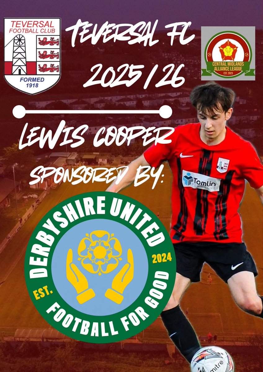 Just want to shout out some of our latest sponsors

Global Awakening Records for sponsoring the returning Cam Pinnick.
Derbyshire United, Football for Good for sponsorship of our new signing Lewis Cooper.

Your support is so important, thanks alot
#upthetevie