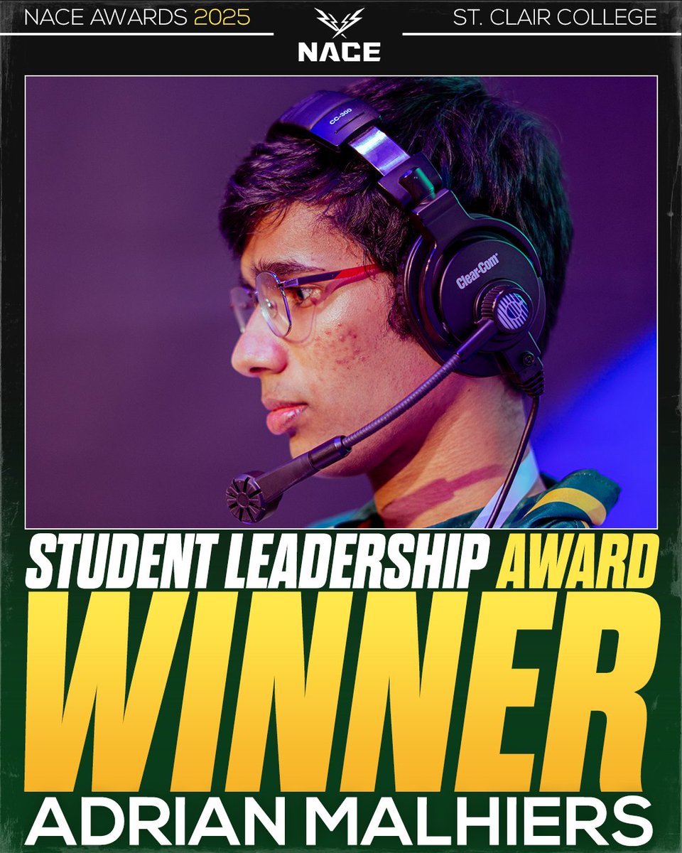 Congratulations to <a href="/AdrianMalhiers_/">Adrian Malhiers</a> for winning the <a href="/NACEsports/">NACE</a> Student Leadership Award! 

From bringing new events on campus to directing CVAL, Adrian has contributed and spearheaded many student initiatives this year. 👏