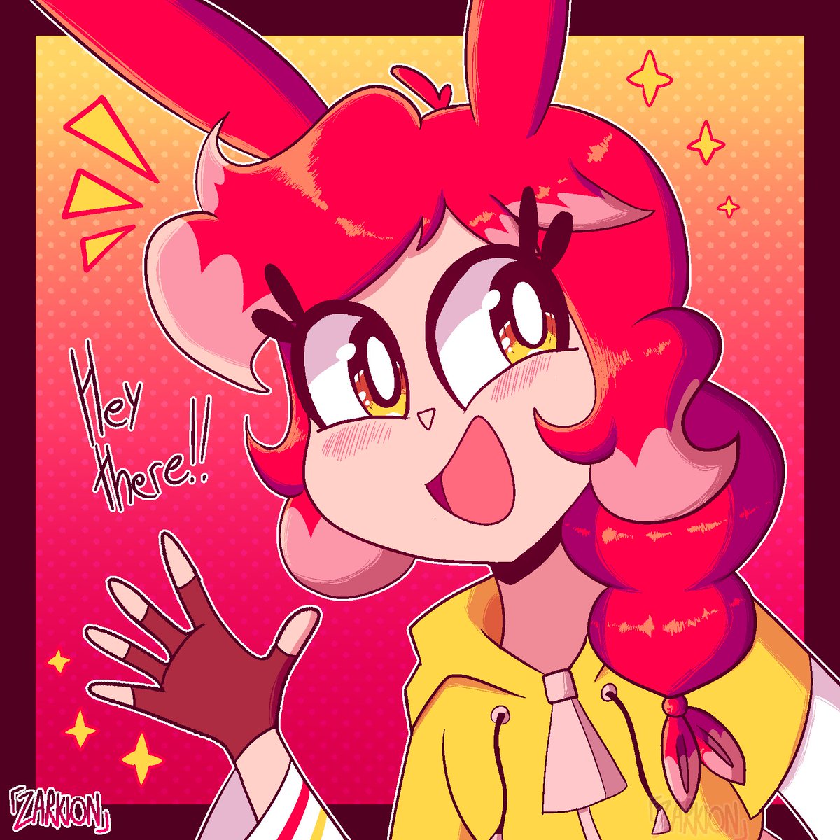 [OC] Dulcibella says hi to you, yes, YOU!! 🫵🐇❤️💛