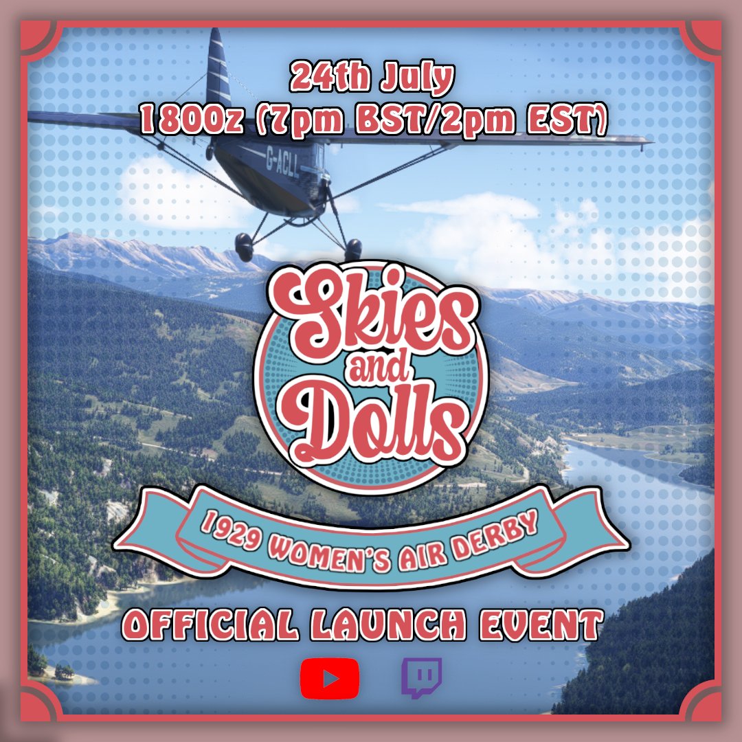 MSFSofficial's tweet image. 🔴 We are LIVE!
The Skies and Dolls launch event is taking off now in honor of Amelia Earhart Day. Join us as we retrace part of the 1929 Women’s Air Derby. Everyone is welcome to fly along! ✈️
🛩️ twitch.tv/MSFSofficial
🛩️ twitch.tv/alyson_johnson
🛩️ youtube.com/@AvAngel