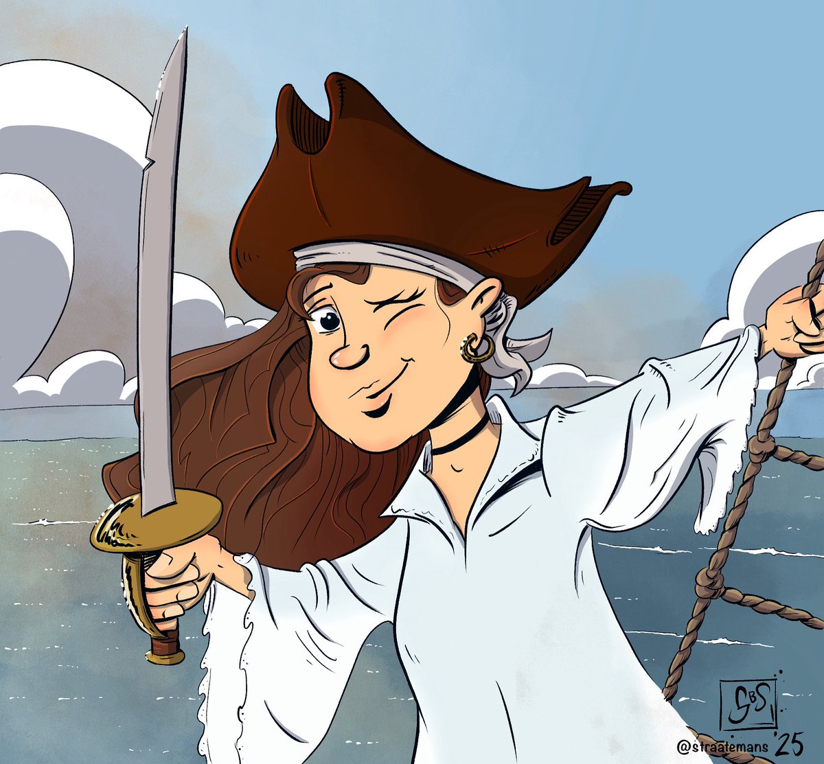 The team portrait series sets sail once more... ☠️🏴‍☠️
Introducing our pirate queen—she doesn’t do meetings, she calls councils of war. Sails by gut, fights by grit, negotiates like a storm at sea
#CreativePortraits #TeamIllustration  #HistoricalGlowUp #PortraitSeries #illustration