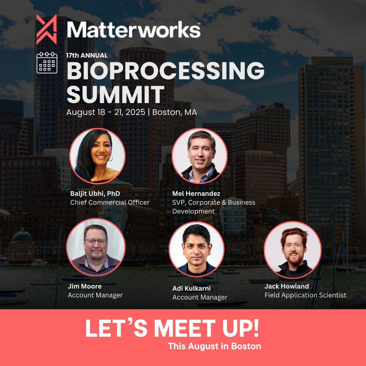 matterworks_bio's tweet image. We're excited to be at #CHIBioprocessingSummit next month, showcasing our AI platform that unlocks deeper biological insights for biotech discovery. @BaljitKUbhi, @hernanmomel, James Moore, Adi Kulkarni, and Jack Howland will be onsite. Will you be there? #Matterworks #AI #Boston