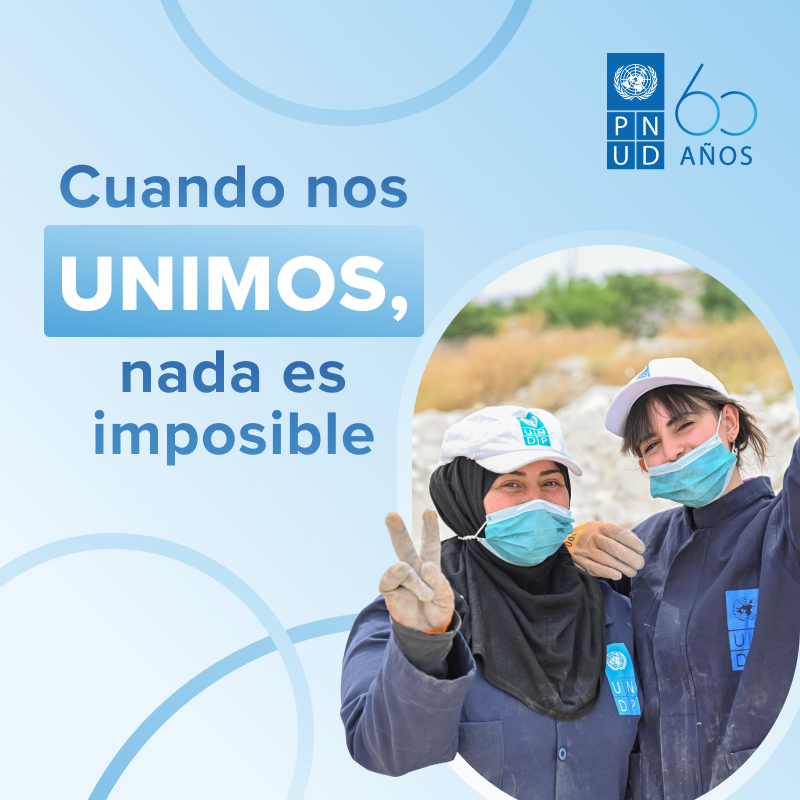 pnud's tweet image. ¡Cuando nos unimos, nada es imposible!
Llevamos 60 años trabajando junto a nuestros socios mediante la colaboración y la acción colectiva para trazar el camino hacia un mundo 🌎🌏🌍 próspero y sostenible para todas las personas, en todas partes.
#PNUD60