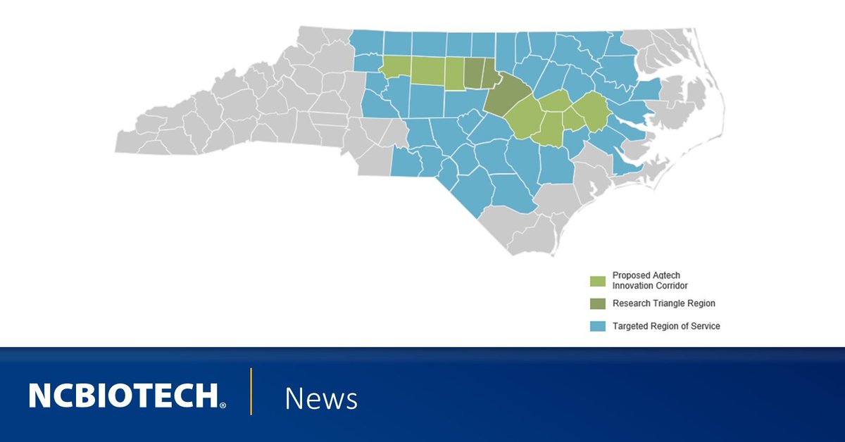 NCBiotech #NCLifeSciences (@ncbiotech) on Twitter photo A report by a coalition of North Carolina institutions outlines a plan to establish a 42-county agtech innovation corridor, connecting the state’s technology, research and agricultural sectors. Read more at: hubs.ly/Q03yv_4Z0 A report by a coalition of North Carolina institutions outlines a plan to establish a 42-county agtech innovation corridor, connecting the state’s technology, research and agricultural sectors. Read more at: hubs.ly/Q03yv_4Z0