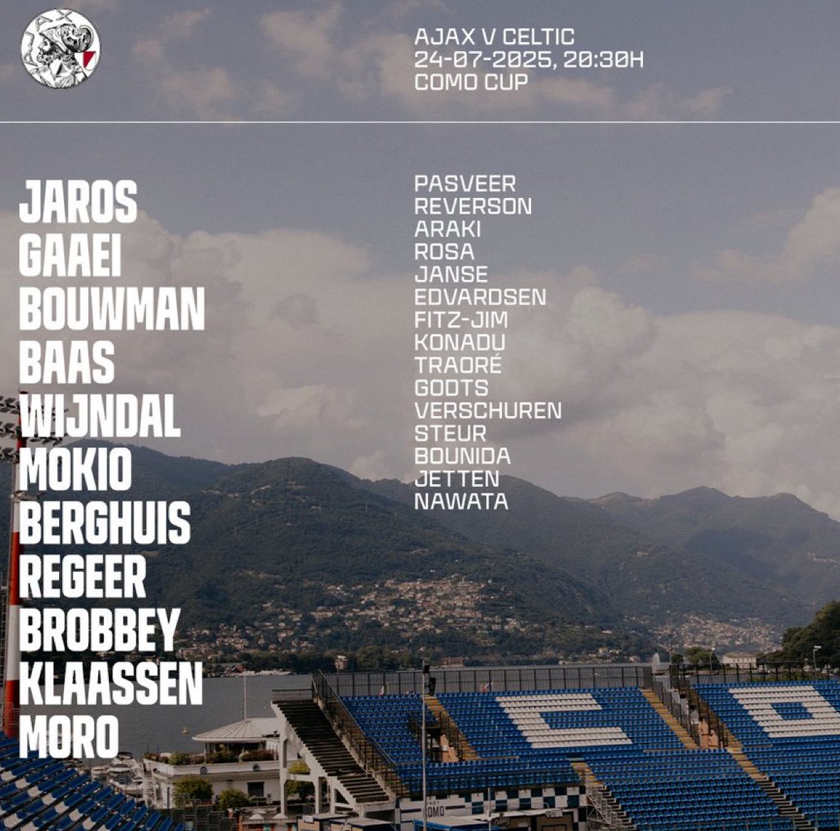 ChelsTransfer's tweet image. Chelsea target Jorrel Hato is NOT in the Ajax squad against Celtic tonight.