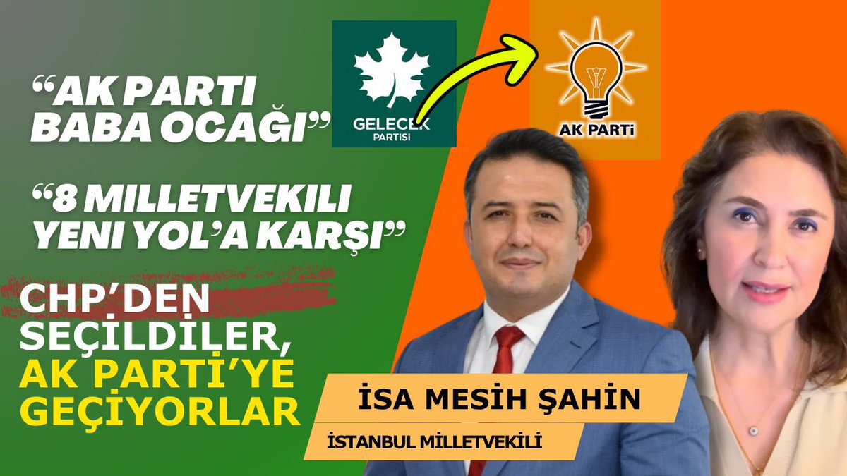 Gelecek Partisi’nden istifa edip rotayı AK Parti’ye kıran Milletvekili İsa Mesih Şahin ile konuştum.

Ayrılmasında eski partisini suçladı, “Yeni Yol grubuna 8 milletvekili karşı çıktı” dedi.
 
Dahası var 👇👇
youtu.be/vG6B41mzv0c?si…