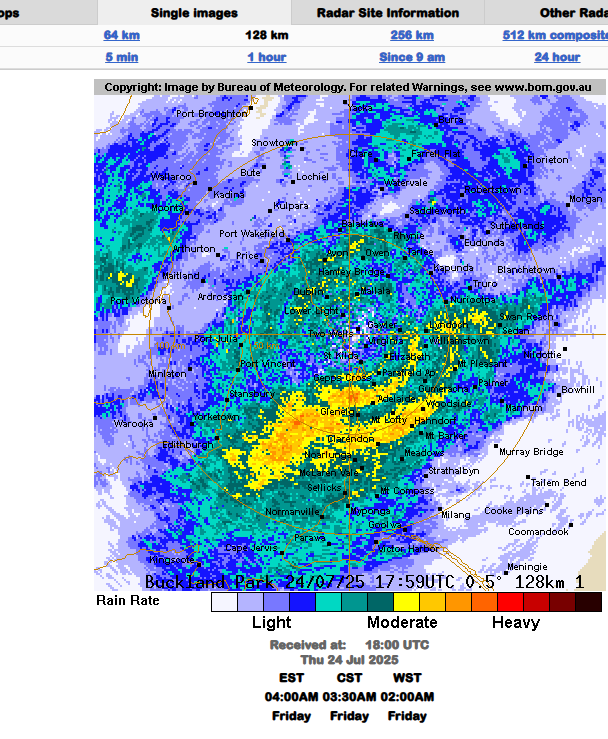 MalleeWeather's tweet photo. Current Adelaide radar what a beautiful site seeing all those colours bring on the rain lets hope everyone In the Mallee gets some decent rainfall. https://t.co/c2qIMXMtNE