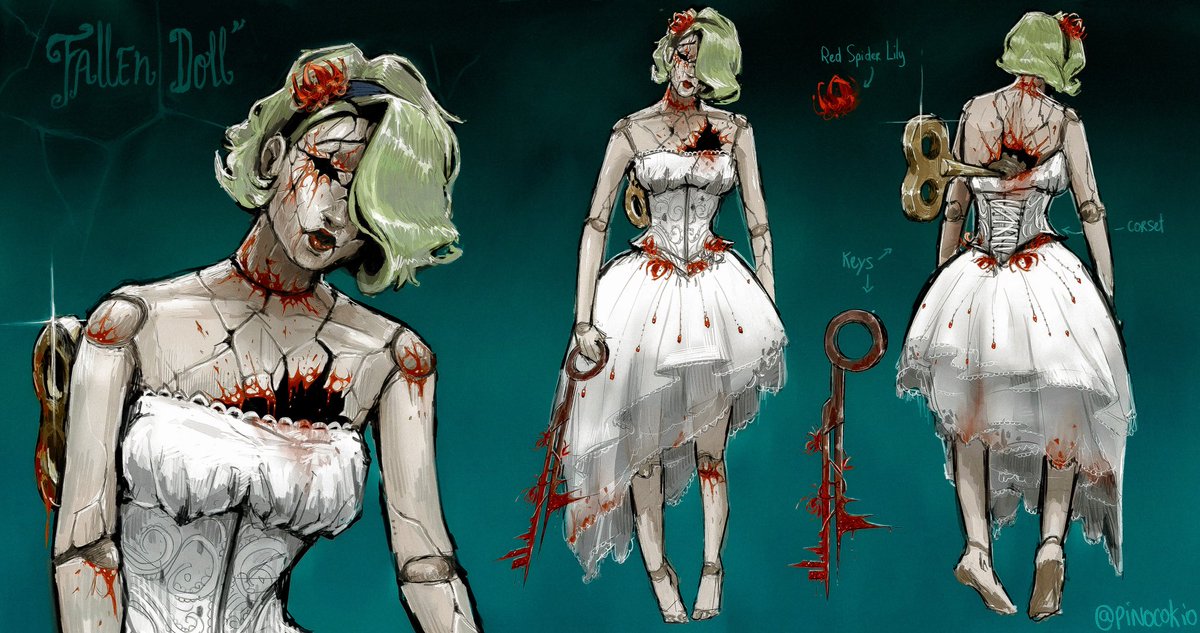 maelleez's tweet photo. My concept of the Nurse for @DeadbyDaylight’s cosmetics contest ! 
The Nurse 🎀« Fallen doll » 
it was fun to do this design :D  

#dbd #dbdcosmeticcontest #dbdfanart #DeadbyDaylgiht 

https://t.co/1qqSxEkpo1 https://t.co/6v6jaTXsUi
