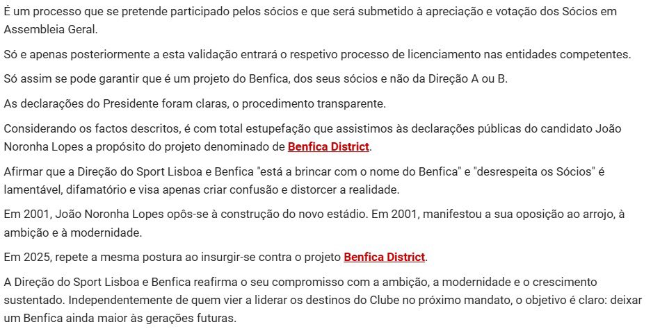 vaibenfica1904's tweet image. 🚨 Benfica District: Comunicado do Benfica a responder a João Noronha Lopes 🚨
“Visa apenas criar confusão e distorcer a realidade. Em 2001, Noronha Lopes opôs-se à construção do novo estádio. Em 2025, repete a mesma postura ao insurgir-se contra o projeto Benfica District”.