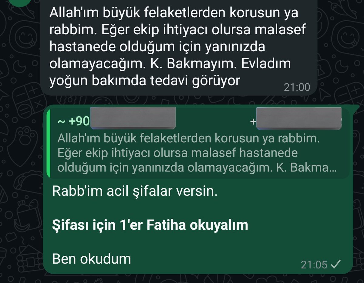 Arkadaşlar AFAD acil destek ekibinden bir arkadaşımızın evladı yoğun bakımda.

Şifası için 1 Fatiha okur musunuz?🤔